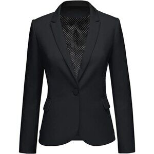 Women's Long Sleeve Notch Lapel Blazer: Formal Button-Down Jacket with Pockets
